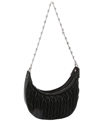 Chevron Quilted Crossbody Bag LHU493-Z BLACK